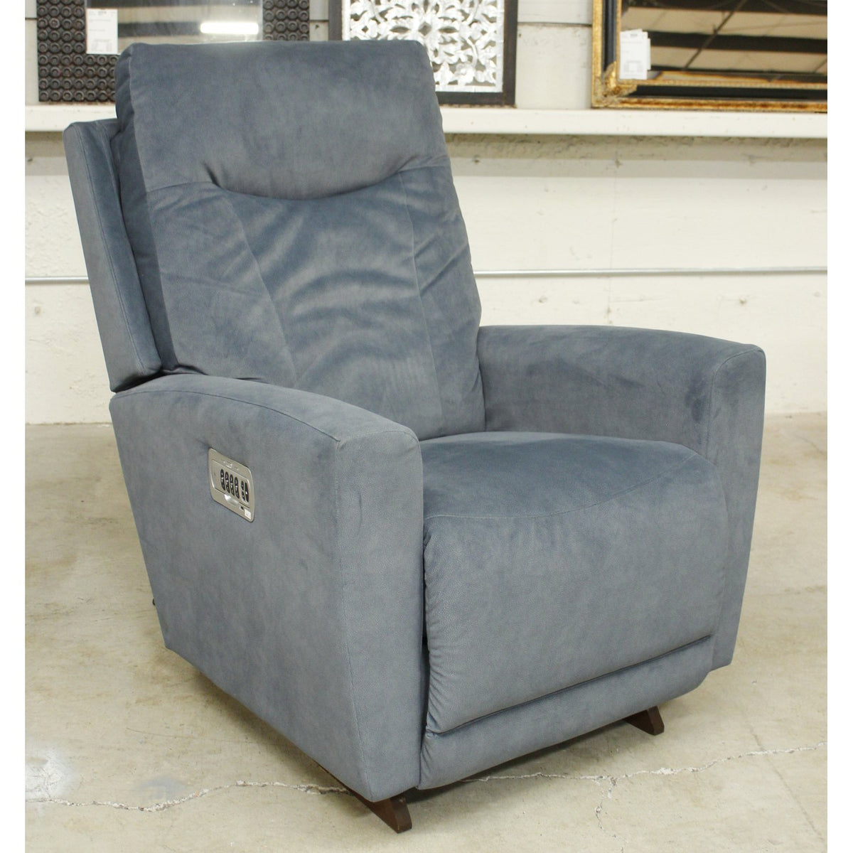 La-Z-Boy Light Blue Rocking Power Recliner w/Adj. Headrest