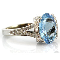 3.51ct Aquamarine & .42ctw Diamond 18K White Gold Ring