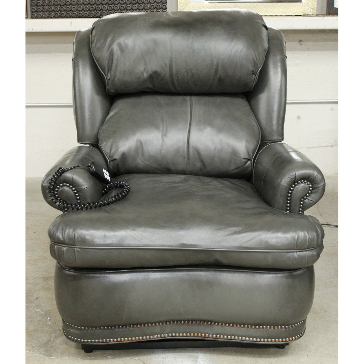 Dual Motor Gray Leather Power Lift Recliner