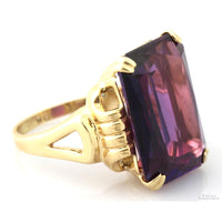 1920s Art Deco Synthetic Purple Sapphire Ring - 10K Gold