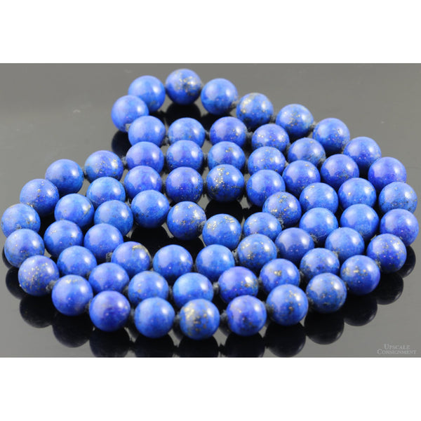 Vivid Blue 8.50mm Lapis Bead 24" Slip-On Necklace