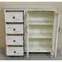 Hand-Rubbed Whitewash Narrow Cabinet w/Drawers
