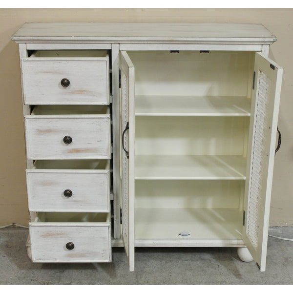Hand-Rubbed Whitewash Narrow Cabinet w/Drawers