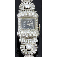 Exquisite 1940s Platinum 3.25ctw Diamond Hamilton Art Deco Watch