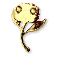 Custom 18K Gold Carved Coral Rose & Diamond Slide Pendant