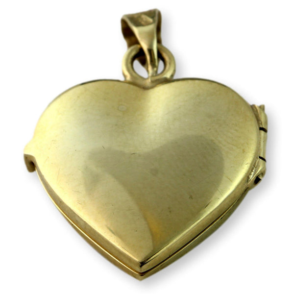 14K Yellow Gold Heart Shaped Photo Locket Pendant - 3.82G