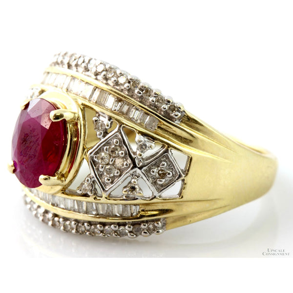 1.57ct Ruby & .56ctw Diamond 14K Yellow & White Gold Ring