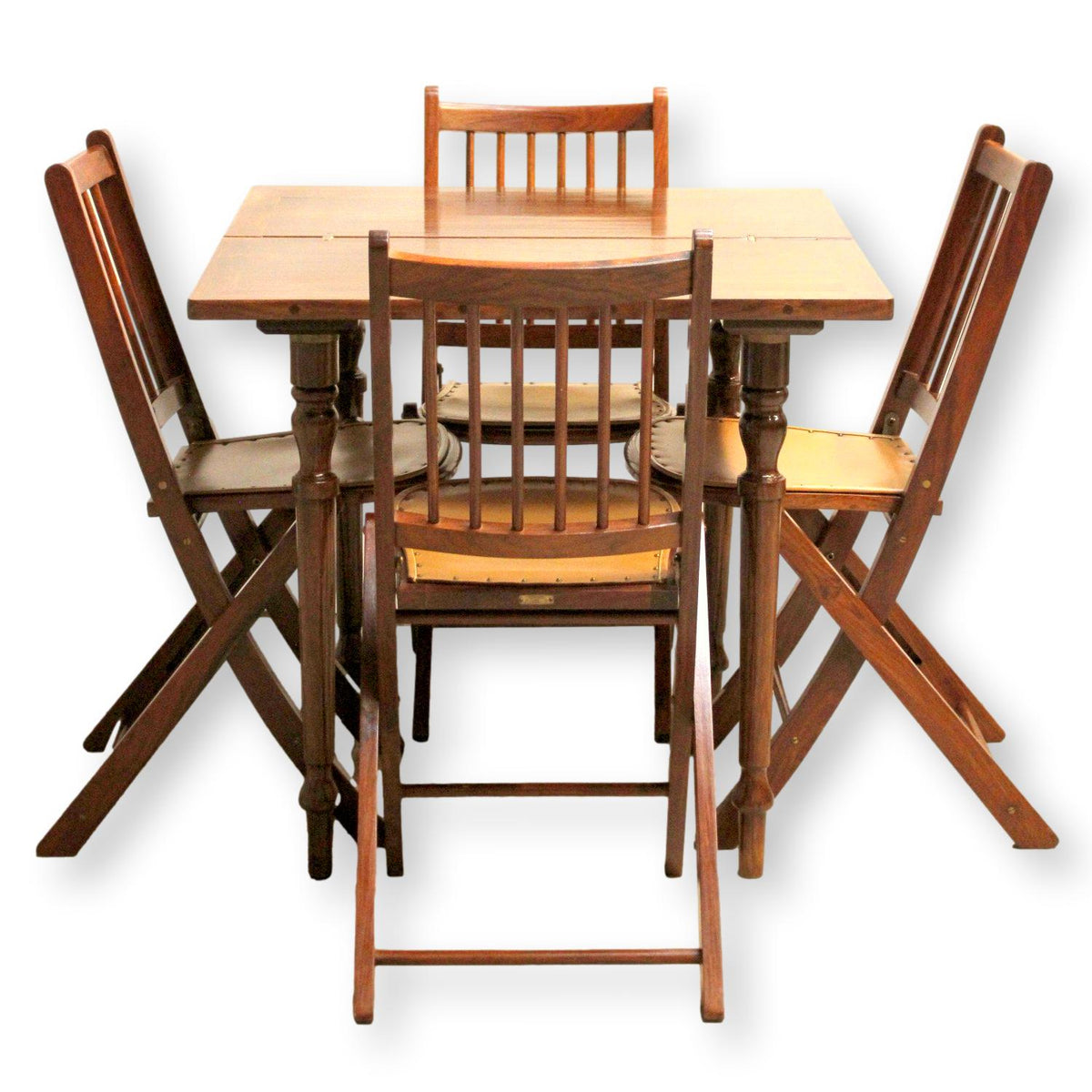 J&R Guram Solid Rosewood 'Allahbad' Folding Campaign Table W/4 Chairs