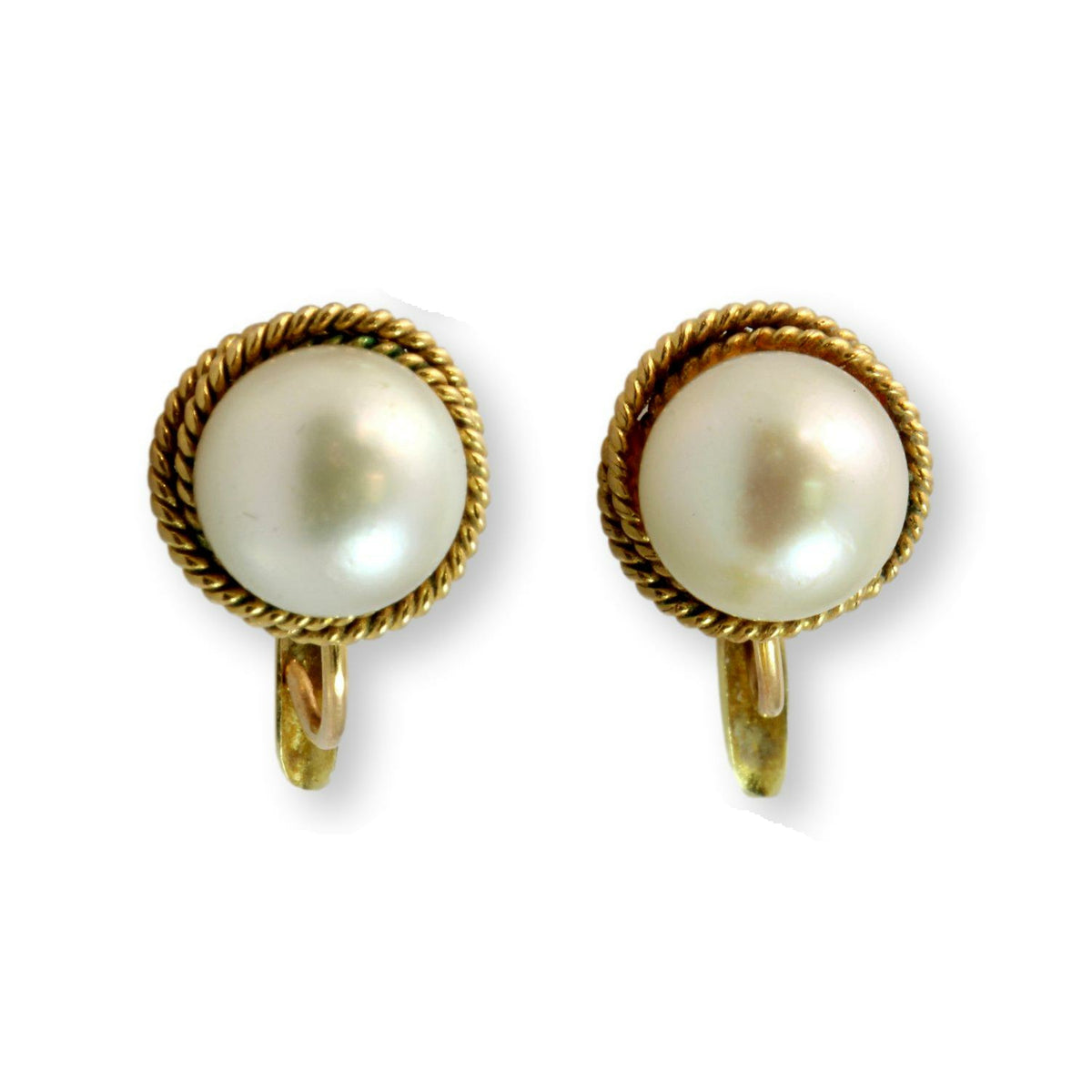 7.50mm Cultured White Pearl 14K Gold Leverback Earrings