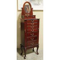 Cherry Jewelry Armoire w/Oval Mirror