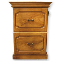 Solid Oak Locking Two Drawer File Cabinet