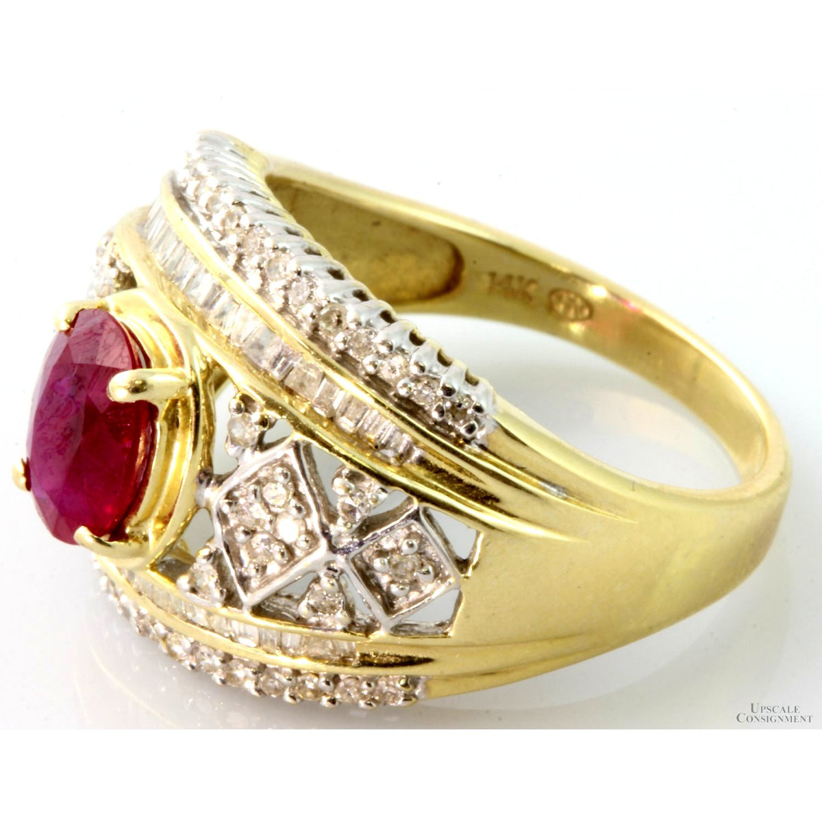 1.57ct Ruby & .56ctw Diamond 14K Yellow & White Gold Ring