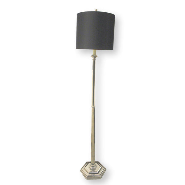 Nickel Floor Lamp w/Navy Shade