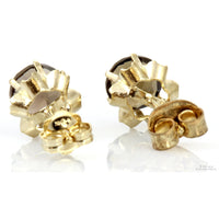 14K Yellow Gold Round Smoky Quartz Stud Earrings