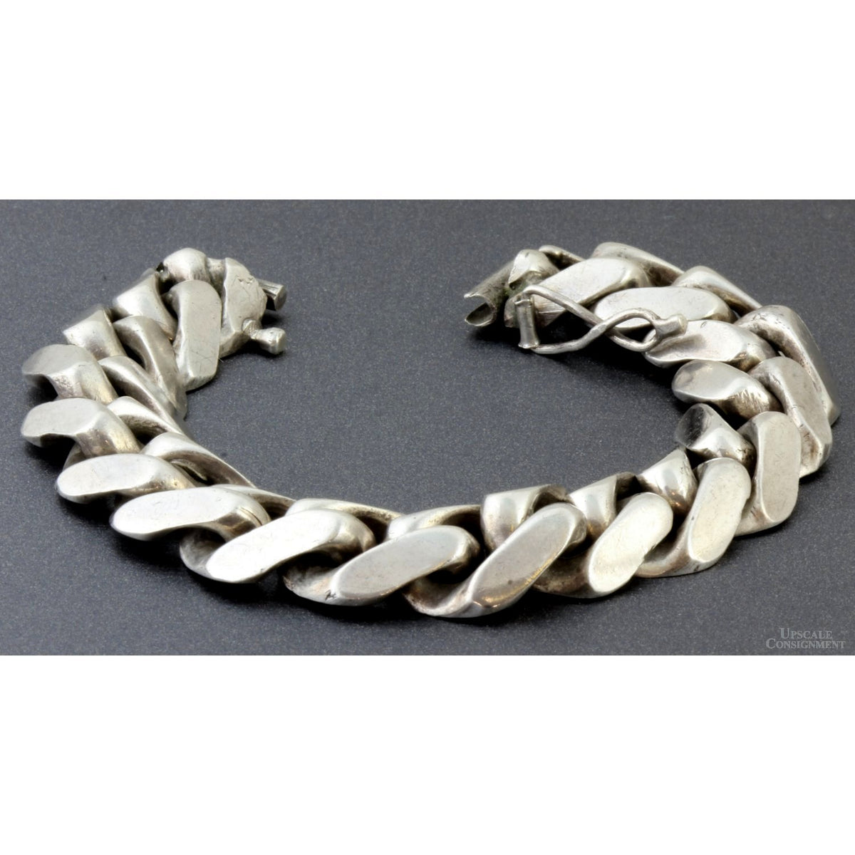 Handcrafted Mid-Century Lady's Silver Cuban Curb Link Bracelet