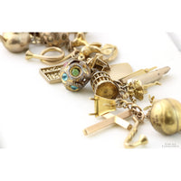 Vintage 10K Gold Charm Bracelet - 31 Charms c. 1960s