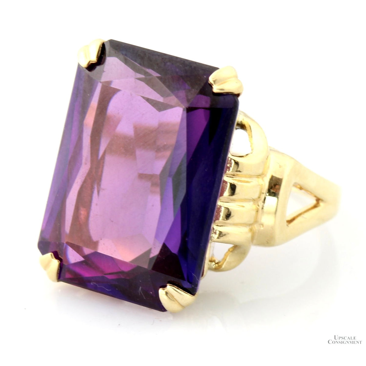 1920s Art Deco Synthetic Purple Sapphire Ring - 10K Gold