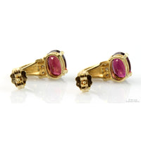 Oval Garnet & Diamond 14K Gold Earrings