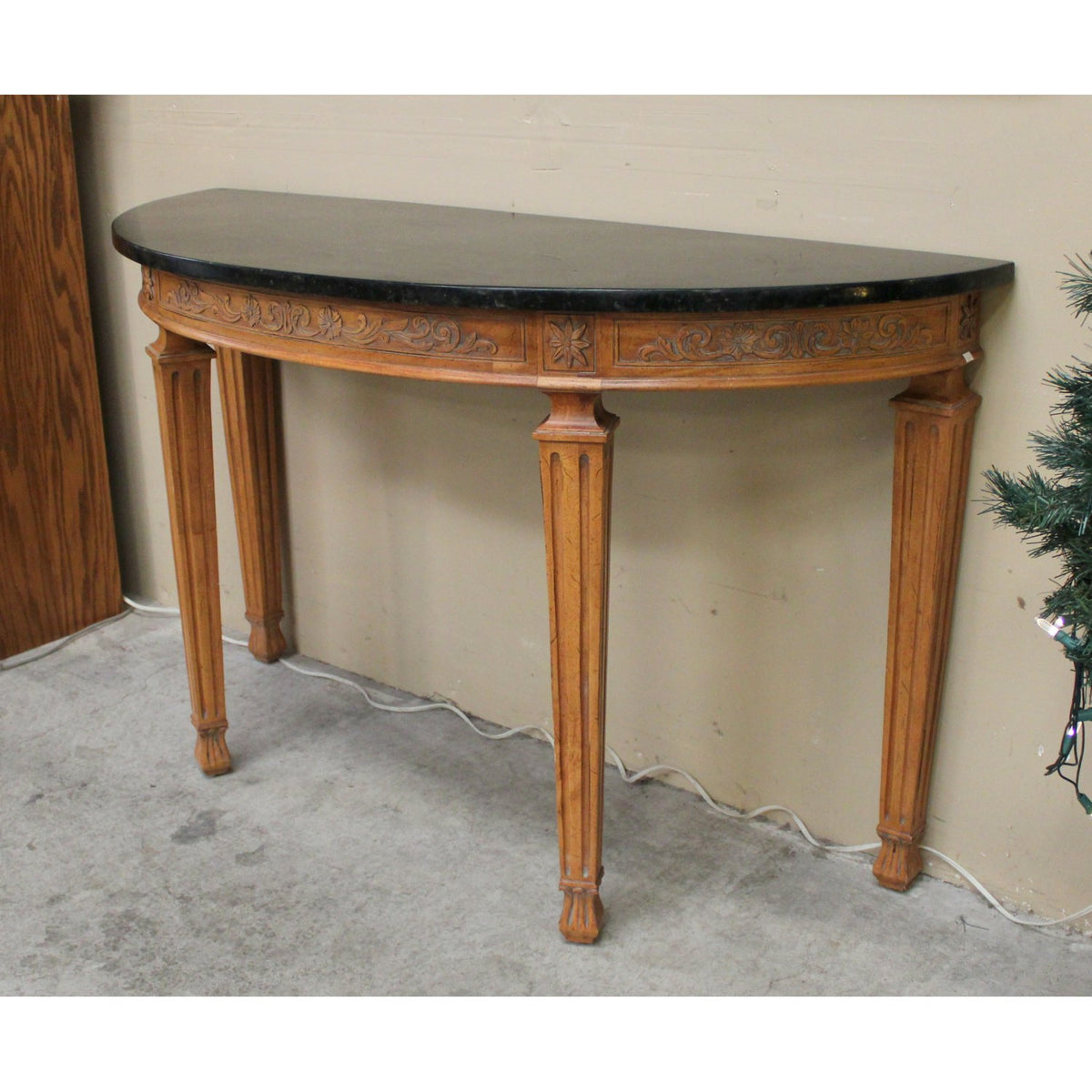 Granite Top Demilune Console Table