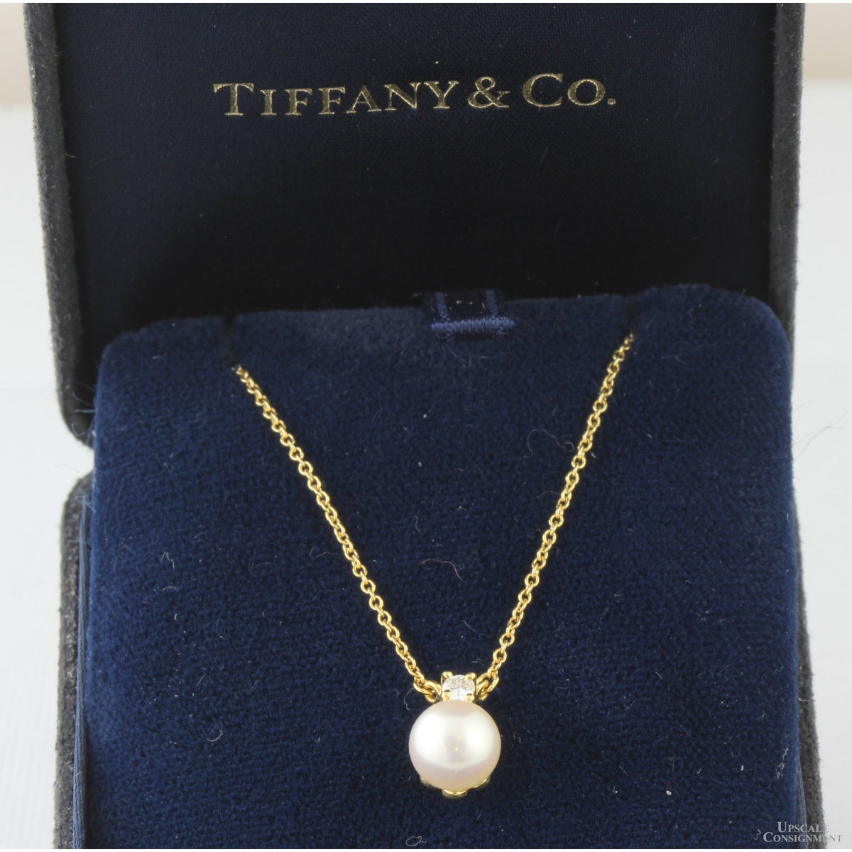 Tiffany & Co. Signature Pearl & Diamond Pendant Necklace – 18K Gold