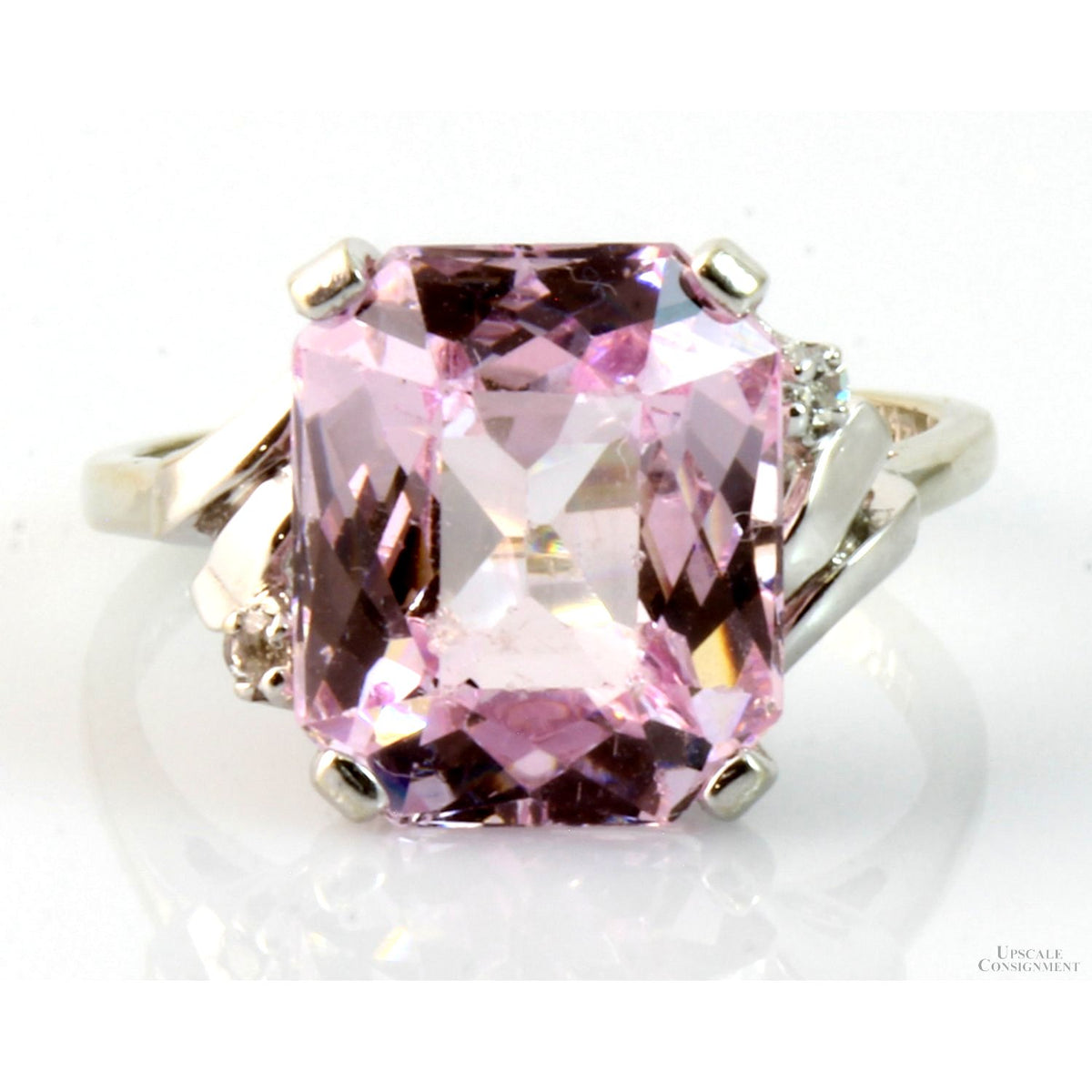 Radiant Cut Light Pink Spinel & White Sapphire 14K Gold Ring