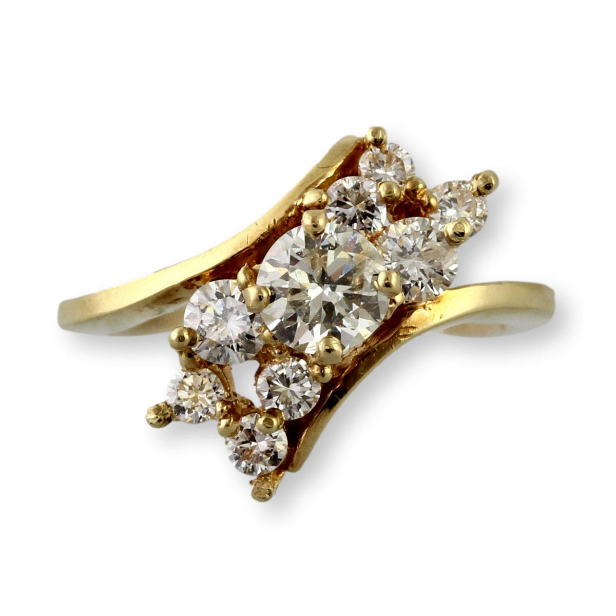 14K Yellow Gold 1.19ctw Diamond Bypass Style Ring