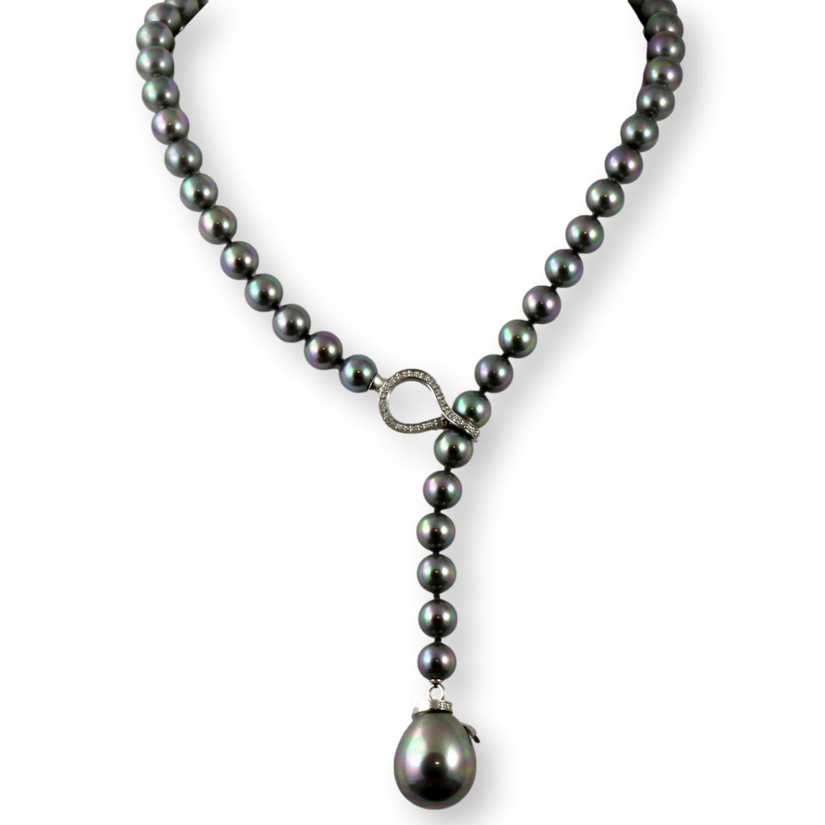 Majorca Sterling Silver Gray Faux Pearl Pendant Necklace