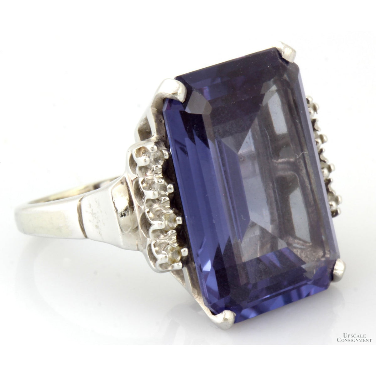 Created Purple Sapphire & White Sapphire 10K Gold Ring