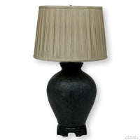 Indigo Crackled Lamp w/Silk Shade