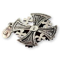 Bethlehem Jordan Silver Jerusalem Cross Pendant - Synthetic Pink Sapphire