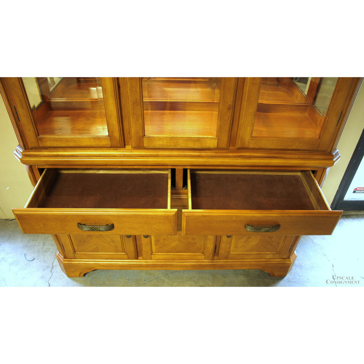 Honey Oak China Cabinet