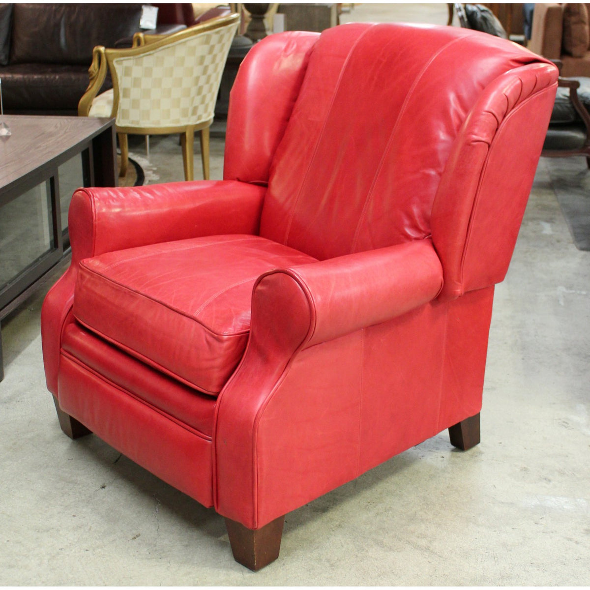 Barcalounger Red Leather Wingback Recliner
