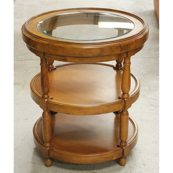 Round End Table w/Glass Insert