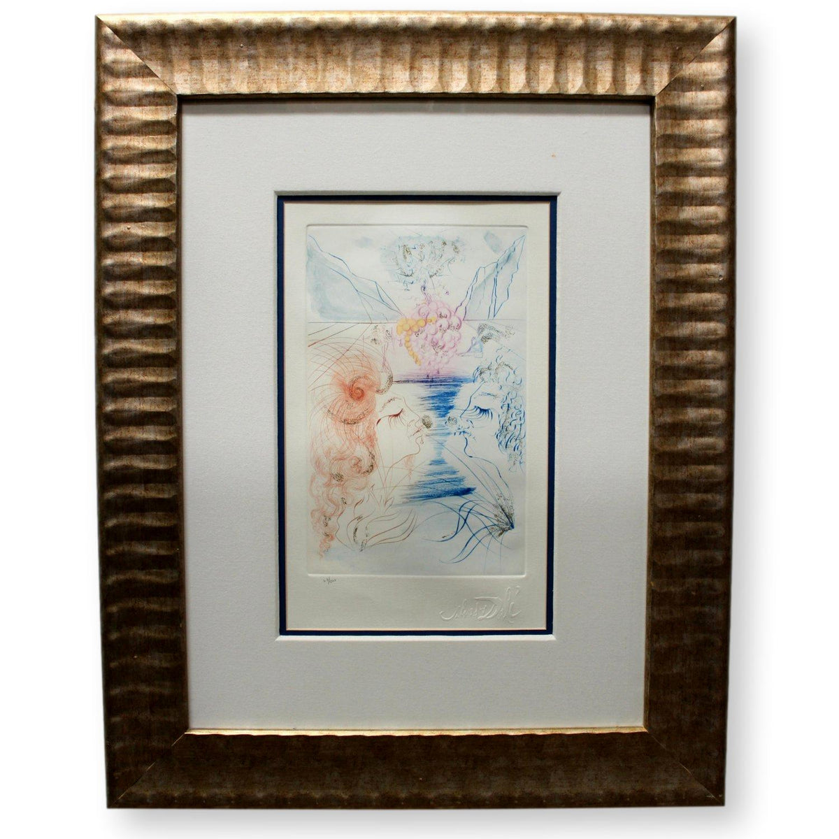 Framed Limited Edition Etching 'Kissing Grapes' by Salvador Dali
