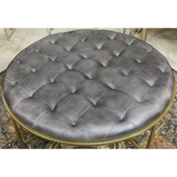 Edgemod Round Tufted Leather Coffee Table Ottoman