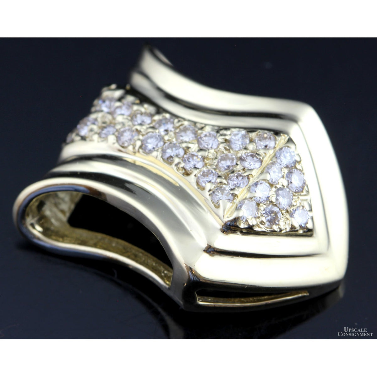 14K Yellow Gold & .67ctw Diamond Shield-Shaped Slide Pendant