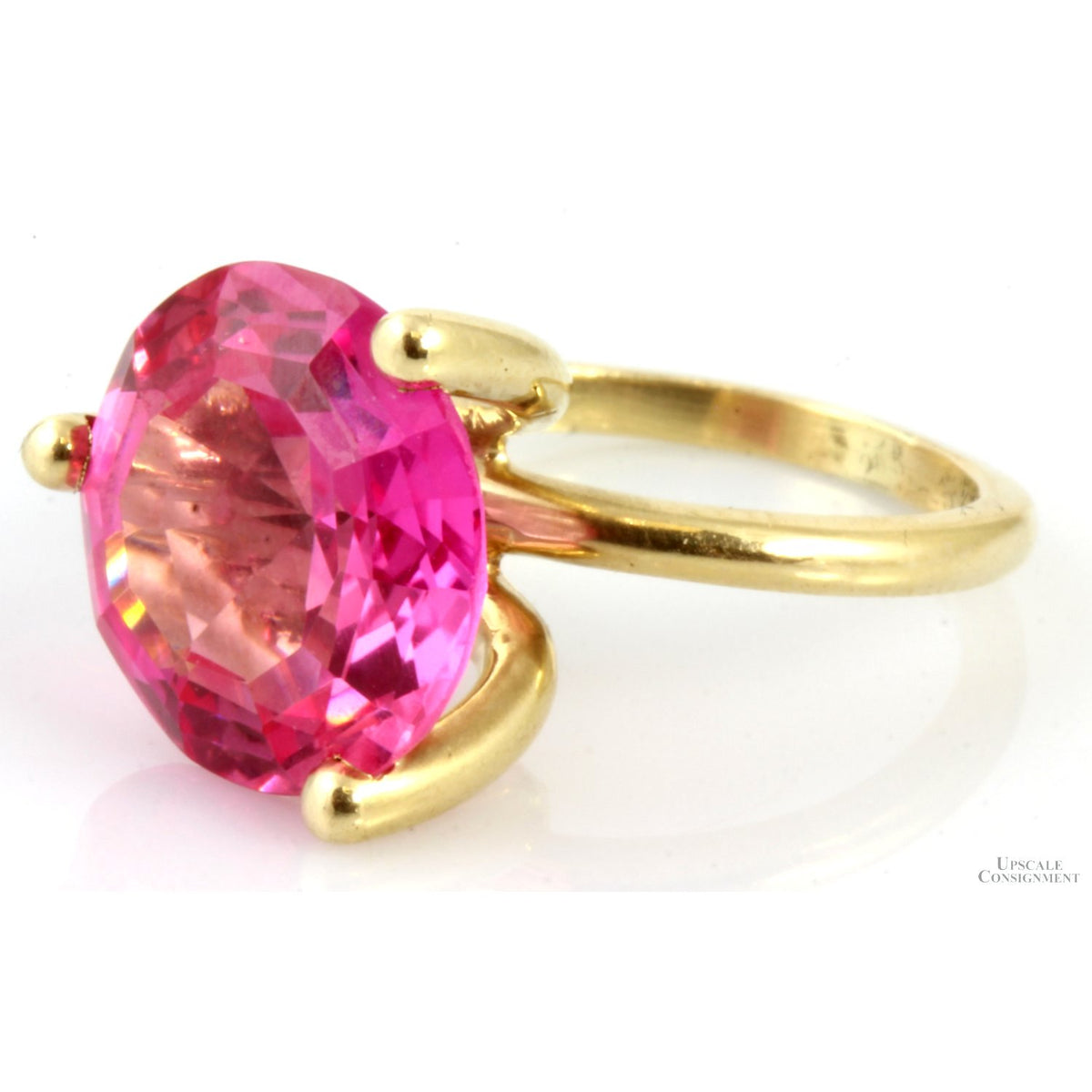 Fancy Pink Created Sapphire 14K Yellow Gold Ring