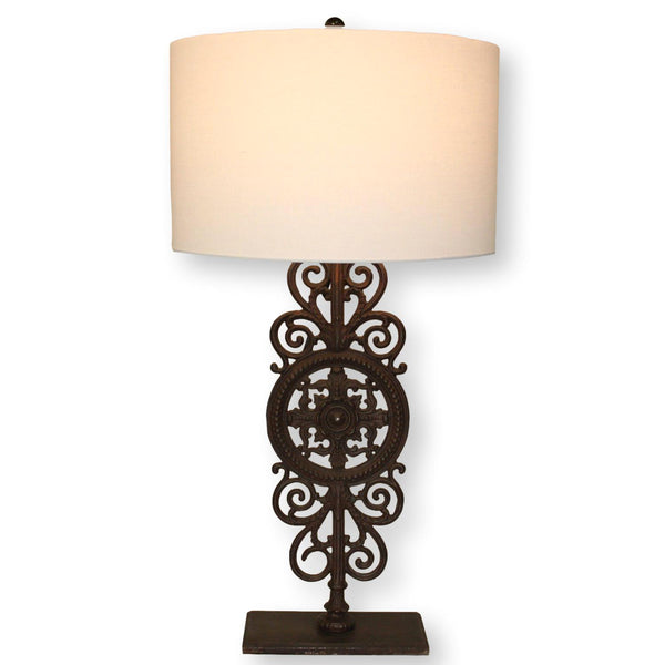Restoration Hardware Scrolling Iron Medallion Table Lamp