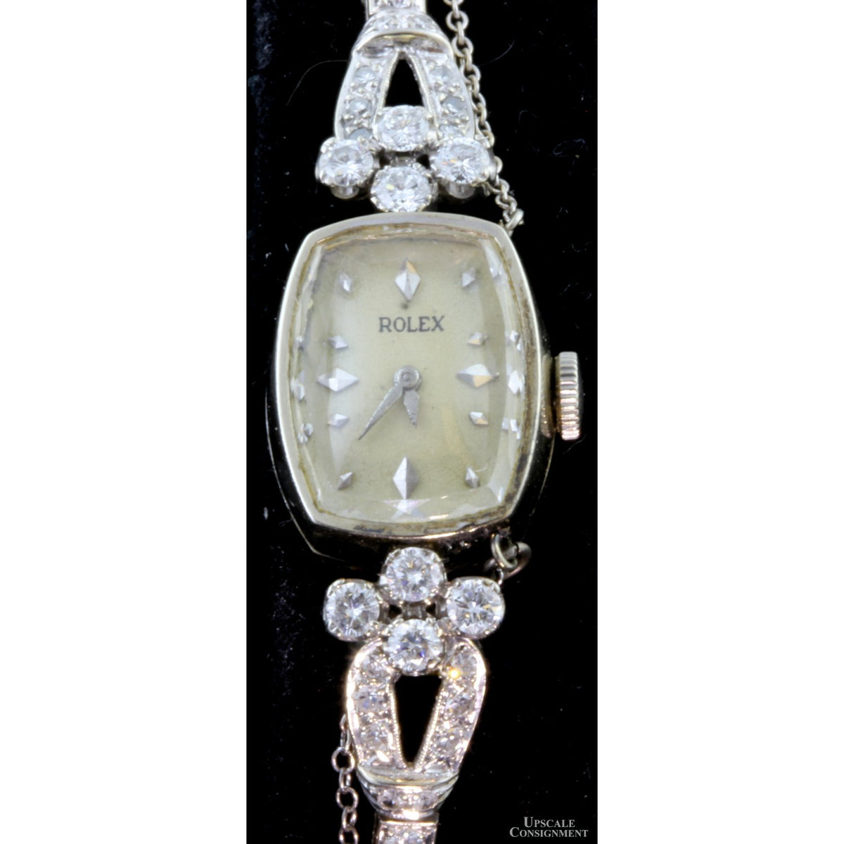 Vintage Rolex 14K White Gold 1.58ctw Diamond Cocktail Watch