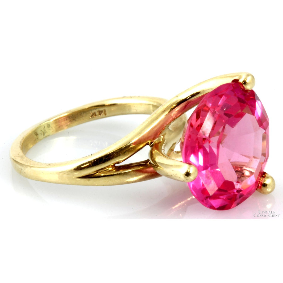 Fancy Pink Created Sapphire 14K Yellow Gold Ring