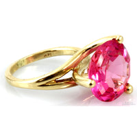 Fancy Pink Created Sapphire 14K Yellow Gold Ring