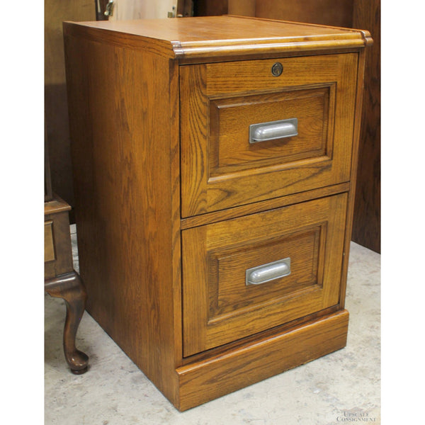 Two Drawer Oak File Cabinet