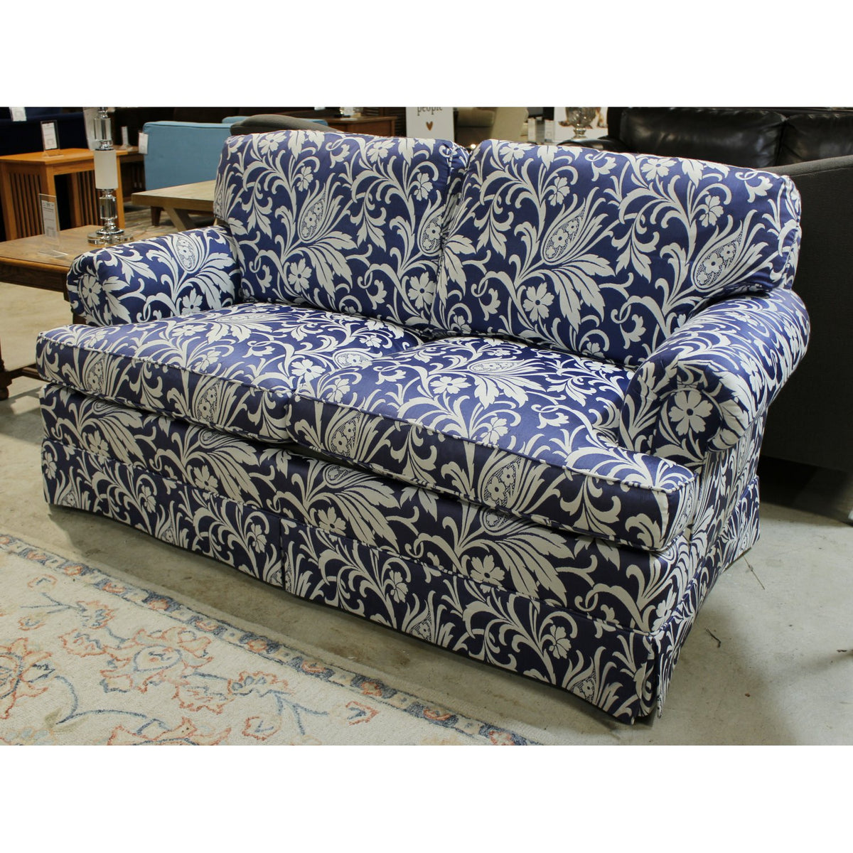 Baker Furniture Blue & White Print Loveseat