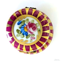 Limoges Round Hand-Painted Trinket Box