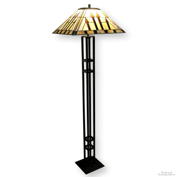 Prairie Style Floor Lamp w/Leaded Stained Glass Shade
