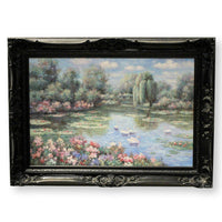 Framed Original Oil - Swans on a Pond