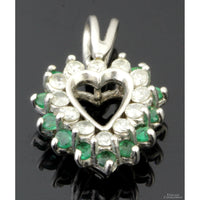 .5ctw Diamond .33ctw Emerald 14K Gold Open Heart Pendant