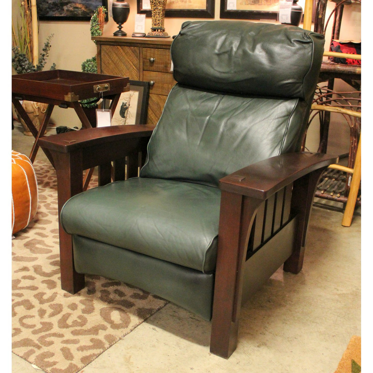 Stickley Green Leather 'Morris' Recliner