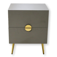 Gray 2 Drawer Nightstand