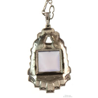 Sterling Silver Lavender Chalcedony Marcasite Pendant Necklace